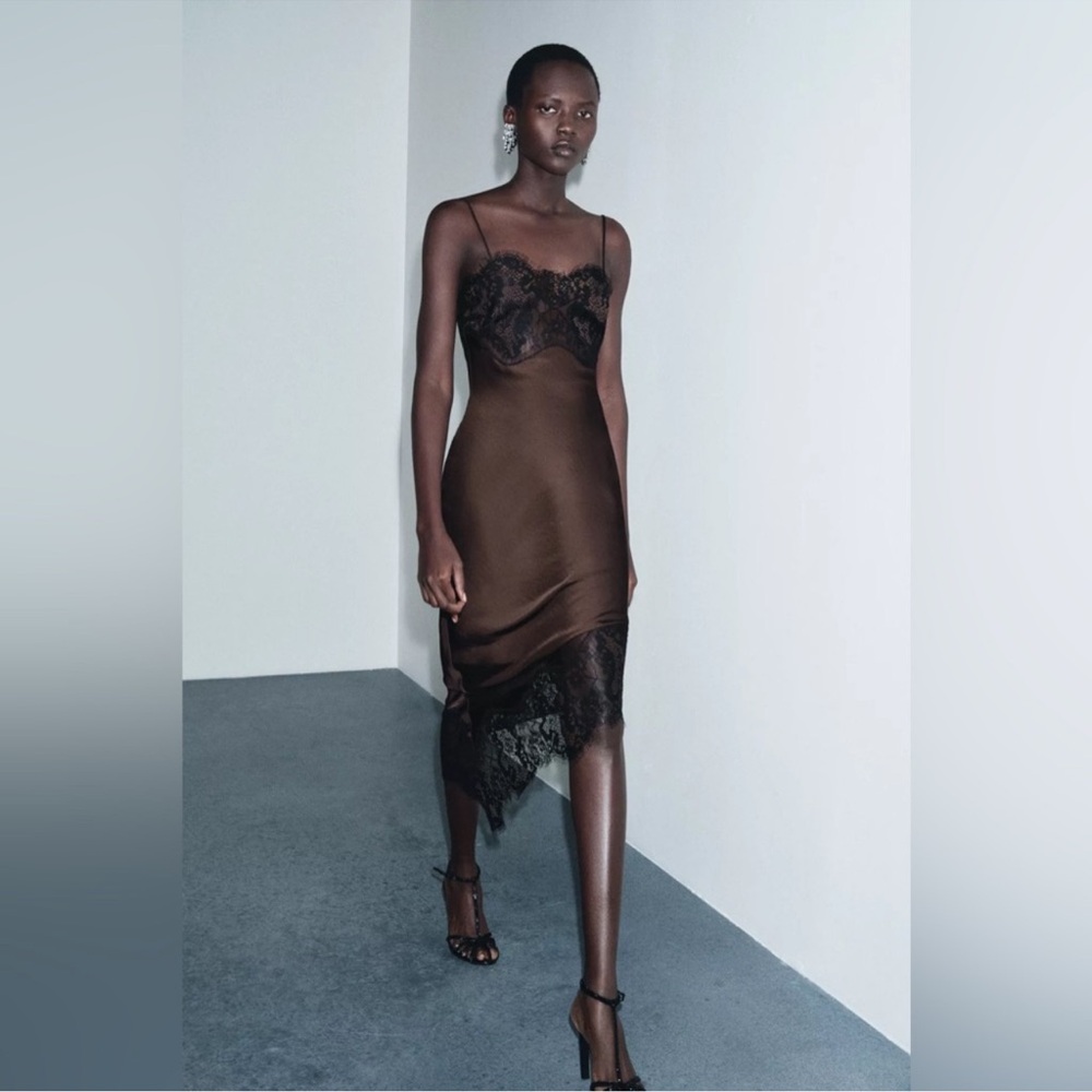 ZARA ASYMMETRIC SATIN LACE DRESS ZW COLLECTION